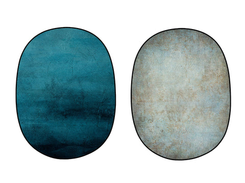 Double-sided Abstract Blue/Rusty Texture Collapsible Backdrop 5x6.5ft M9-03