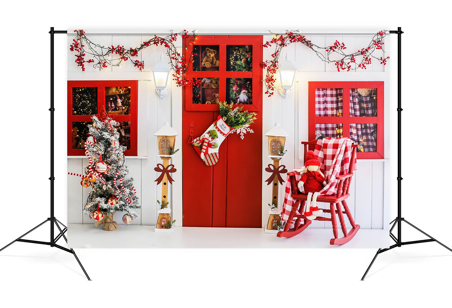 Christmas Decorated Door Backdrop for Photography UK M9-07