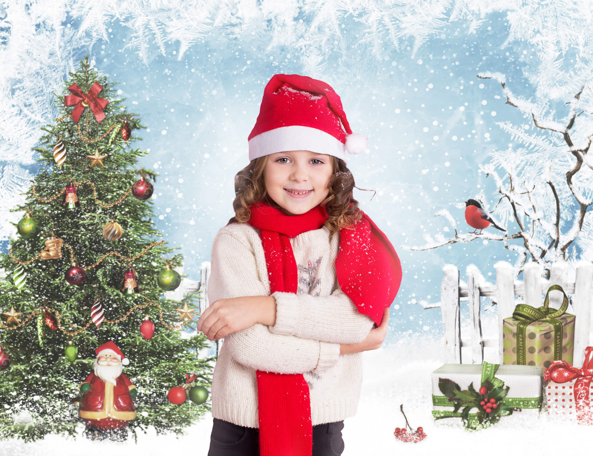 Christmas Fir Tree Winter Snow Landscape Backdrop UK M9-25