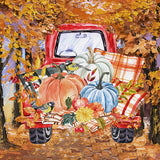 Autumn Pumpkin Red Truck Thanksgiving Harvest Backdrop UK M9-30