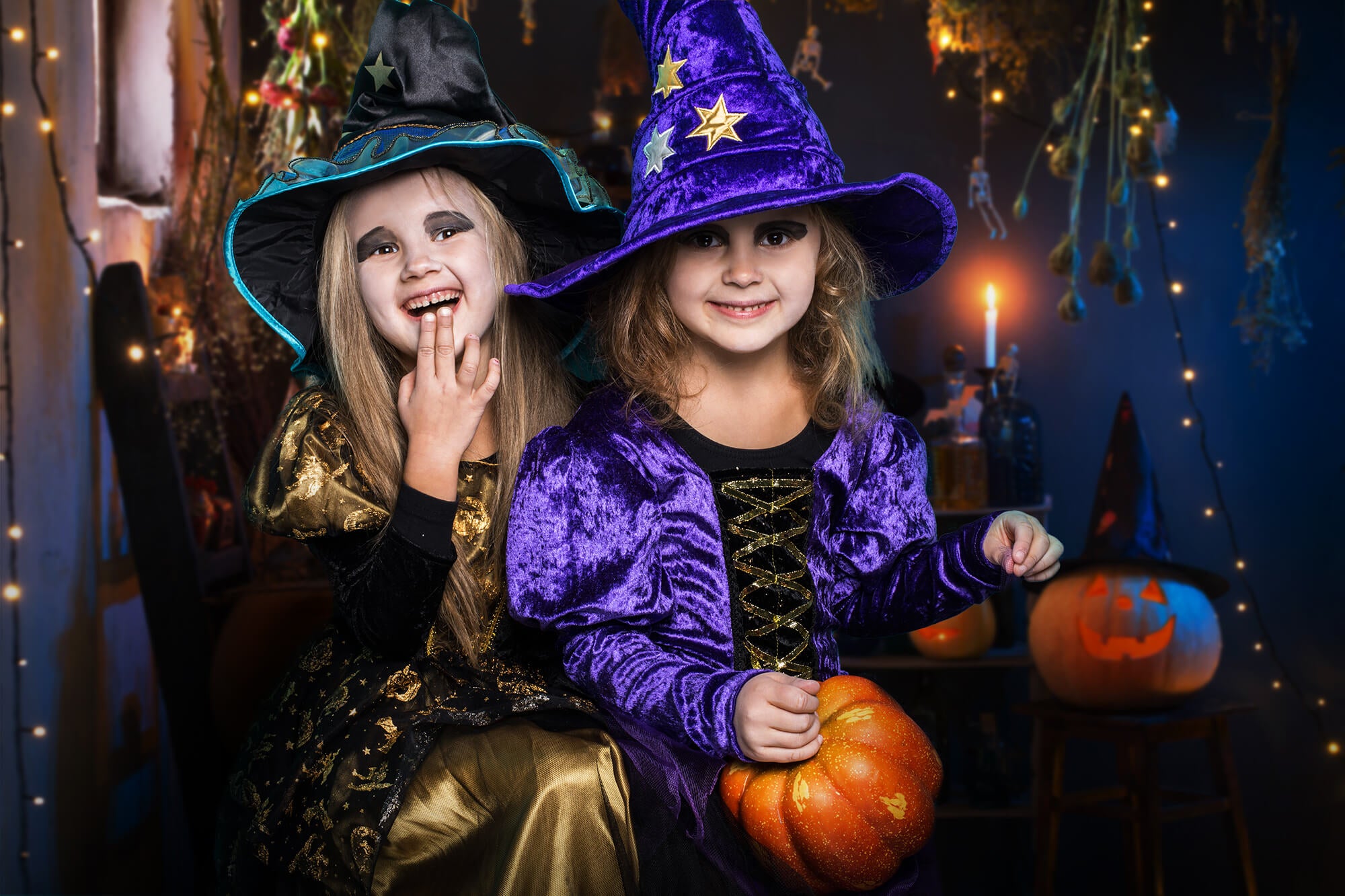 Halloween Pumpkins Lights Burning Candles Backdrop UK M9-48