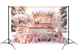Candy Shop Cart Christmas Photography Backdrop UK M9-61
