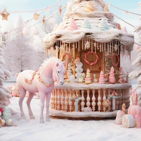 Christmas Candy Land Gingerbread Backdrop UK M9-65