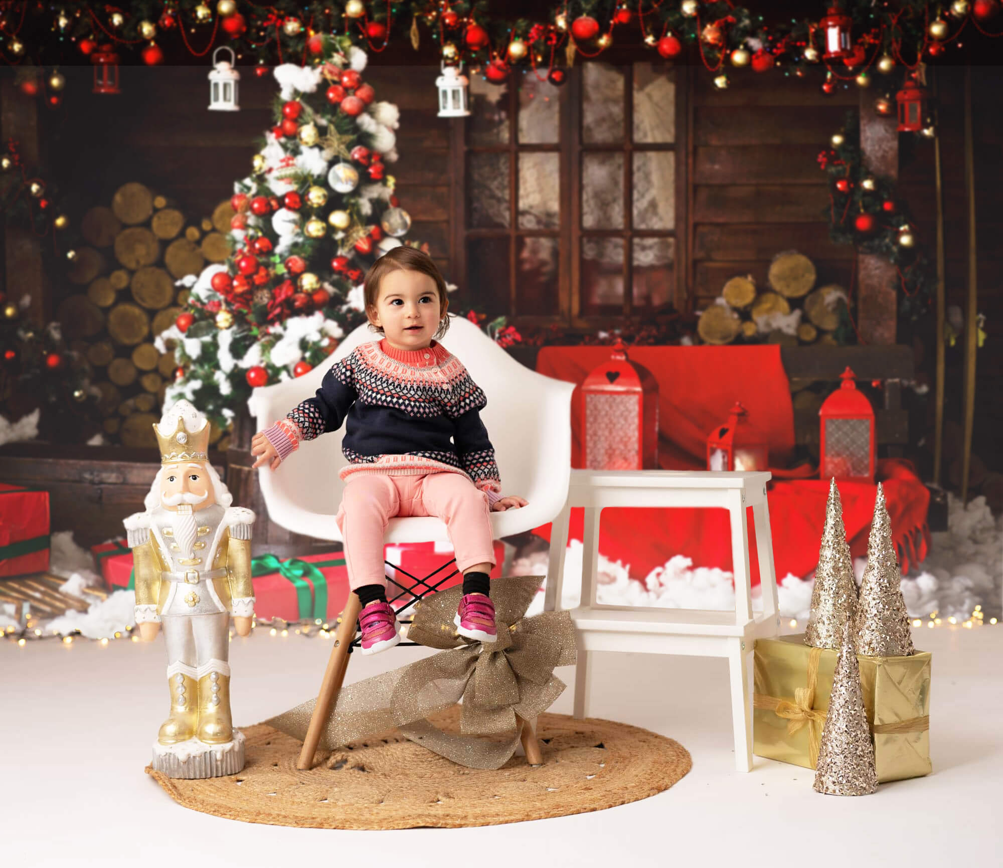 Decorated Christmas Room Gift Boxes Backdrop UK M9-69