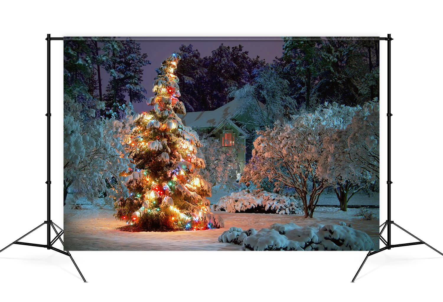 Christmas Sparkling Tree Snowy Forest Backdrop UK M9-75