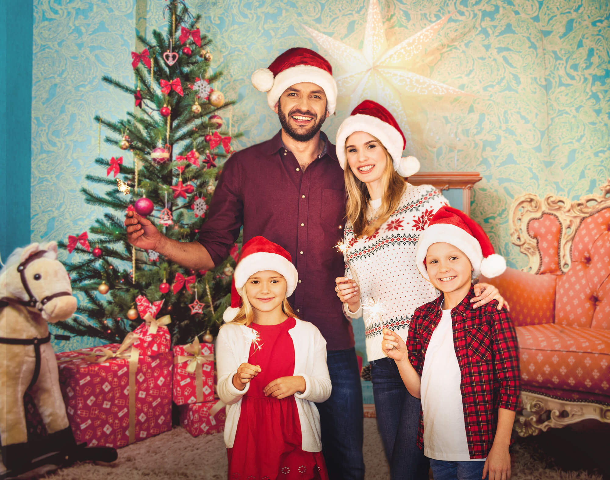 Christmas Tree Armchair Holiday Decor Backdrop UK M9-79