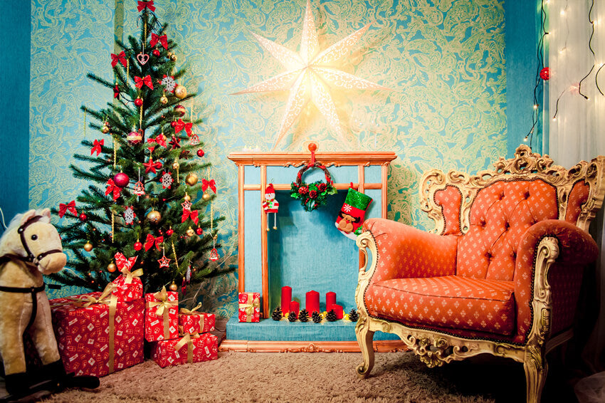 Christmas Tree Armchair Holiday Decor Backdrop UK M9-79