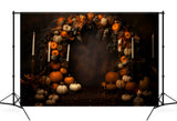 Retro Fall Pumpkin Vine Arch Candles Backdrop UK M9-82