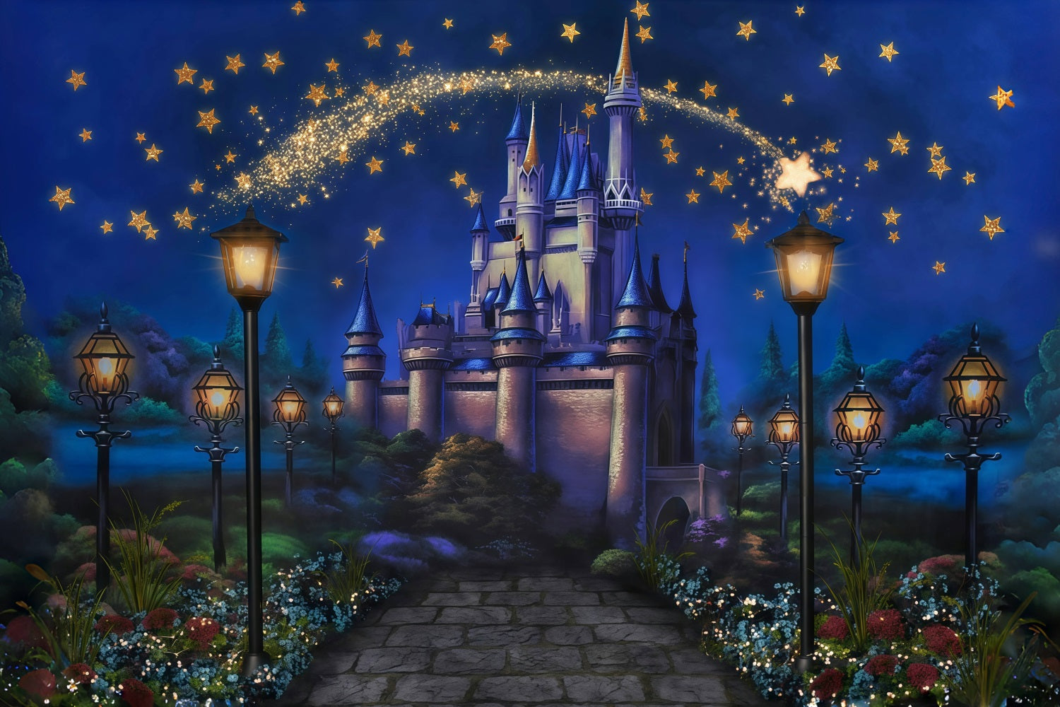 Castle Backdrop Magical Castle Stars Newborn Photography Backdrop UK MRR10-27