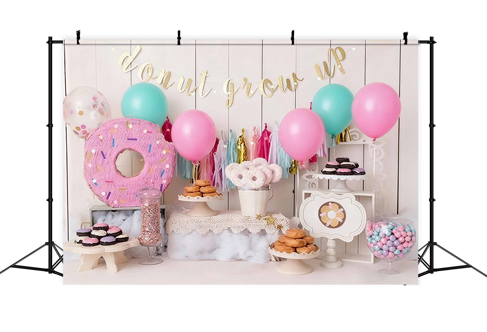 Birthday Backdrop Donut Themed Party Cake Smash Backdrop UK MRR10-30
