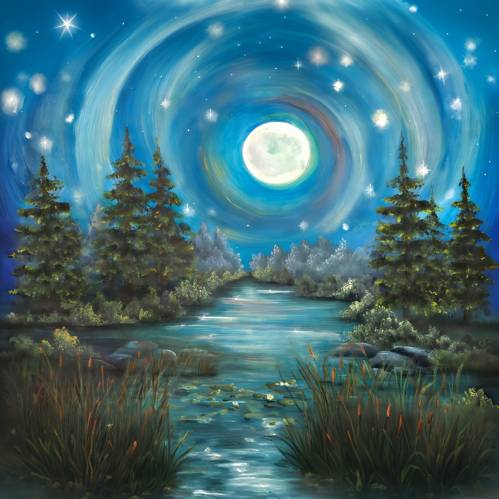 Forest Backdrop Moonlit Forest River Newborn Photo Backdrop UK MRR10-33