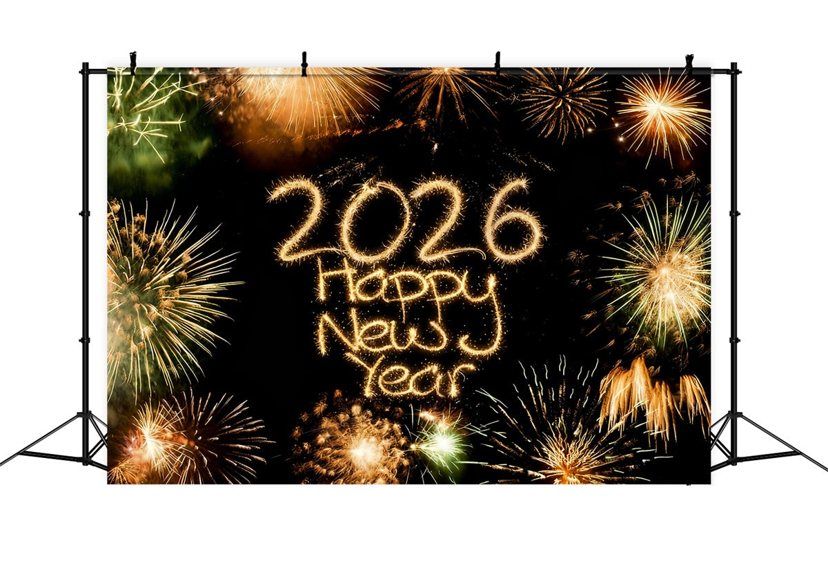 2026 Happy New Year Backdrop Brilliant Fireworks Countdown Burst New Years Eve Backdrop UK MRR10-4