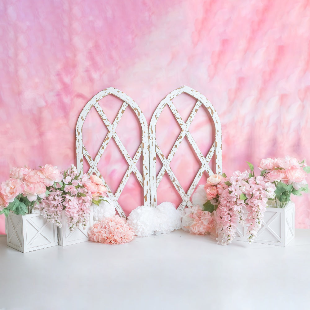 Newborn Backdrop Pink Floral Arch Flowers Children Backdrops UK MRR10-40