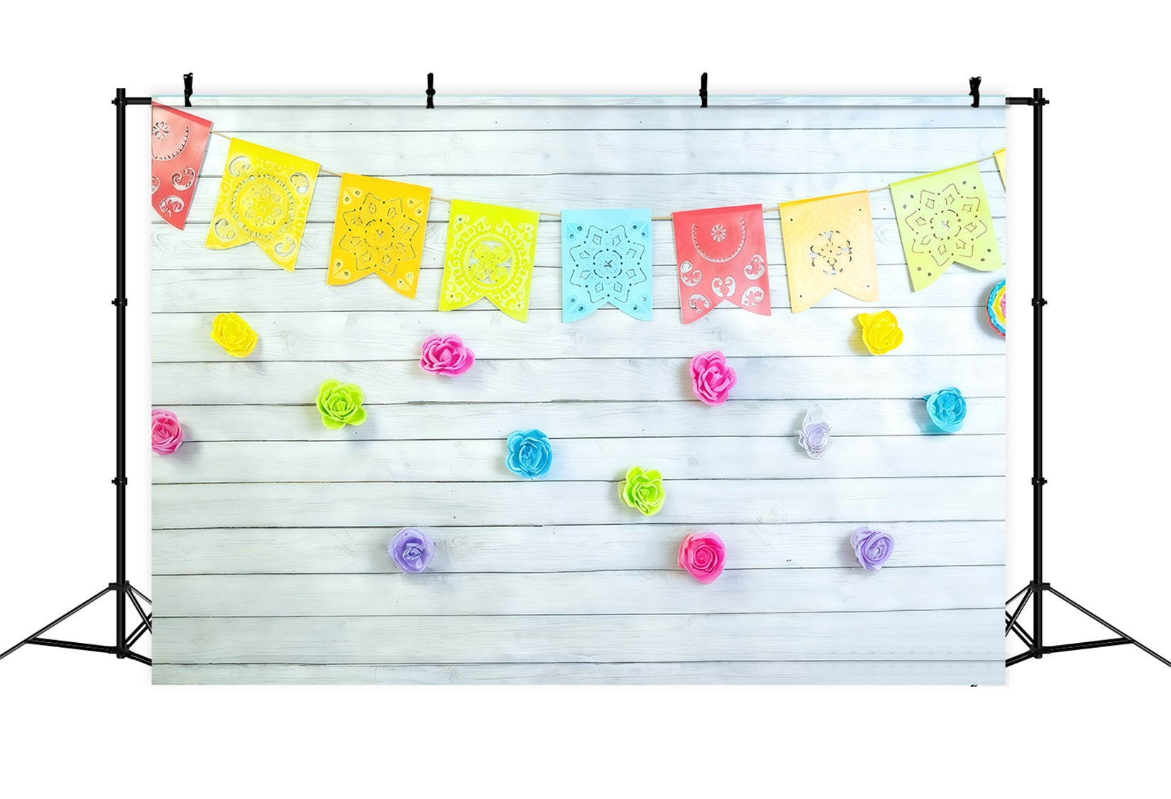 1st Birthday Backdrop Colorful Floral Garlands Flags Cake Smash Backdrop UK MRR10-46