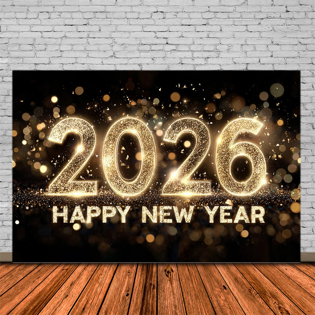 Happy New Years Backdrop Golden Glitter Celebration Numbers New Year Backdrop UK MRR10-5