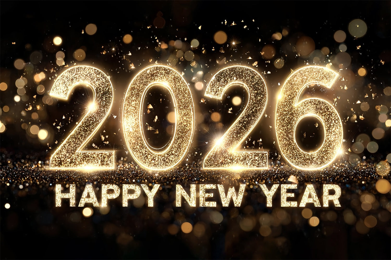 Happy New Years Backdrop Golden Glitter Celebration Numbers New Year Backdrop UK MRR10-5