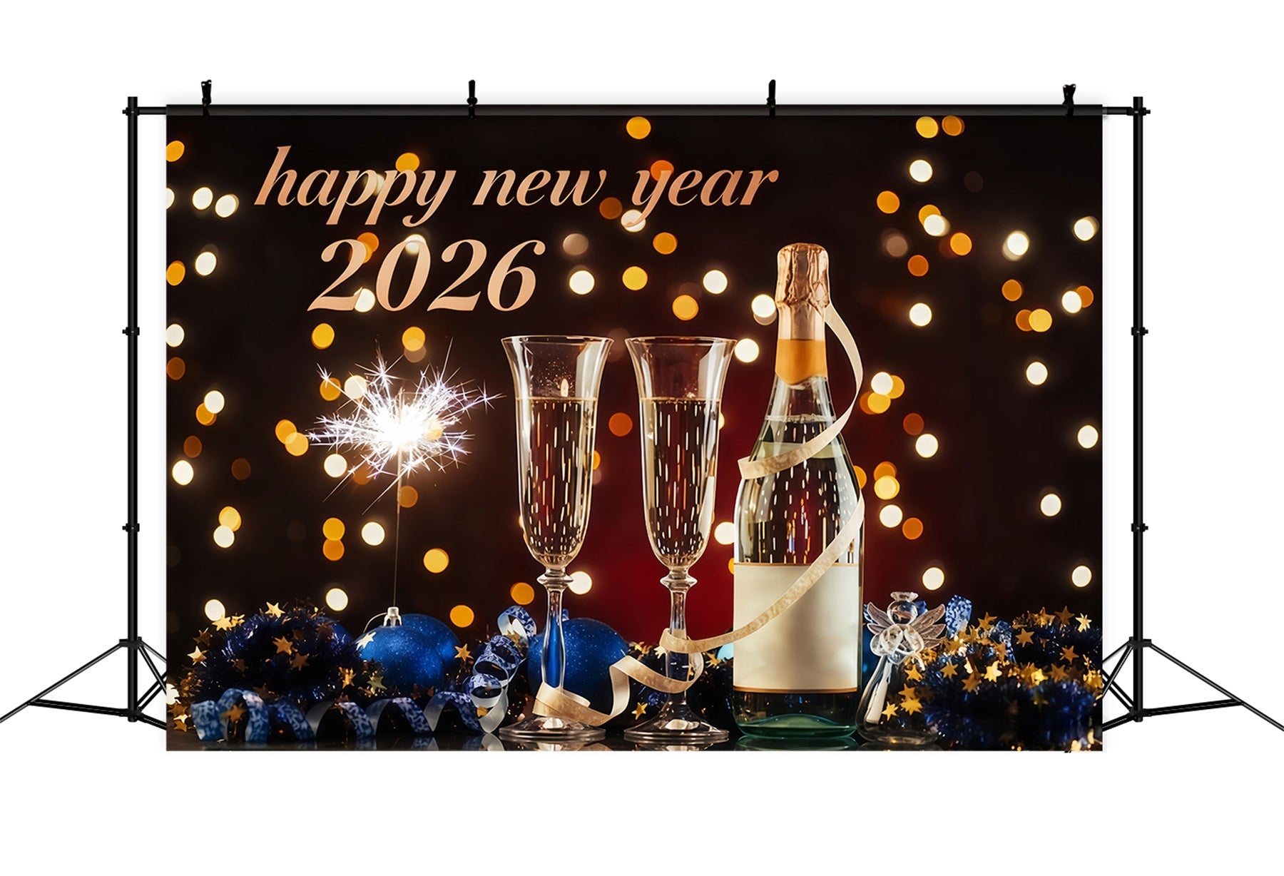 New Years Eve Backdrop Elegant Toast Midnight Lights Happy New Year Backdrop UK MRR10-7