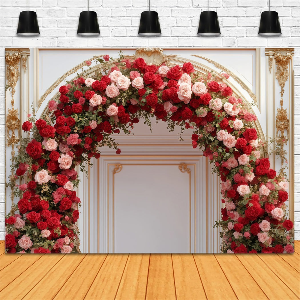 Valentine Photo Backdrop Luxurious Rose Floral Arch Valentine's Day Backdrops UK MRR11-100