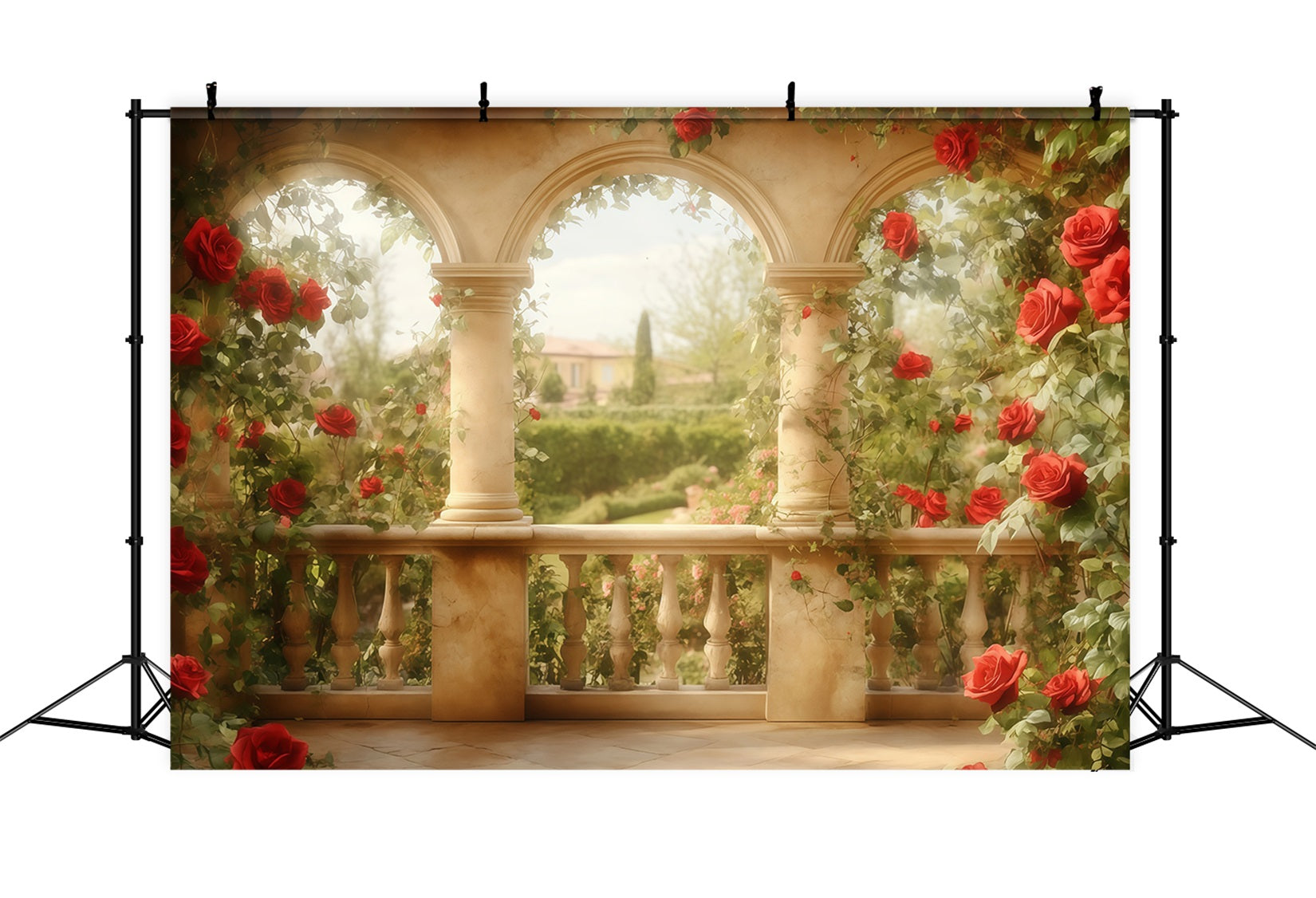 Valentine Photography Backdrops Red Rose Garden Arch Valentines Backdrop UK MRR11-111