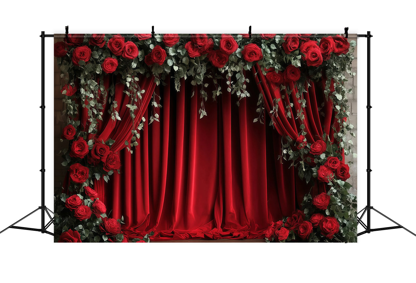 Valentine's Day Photography Backdrop Red Curtain Flower Valentines Backdrop UK MRR11-112