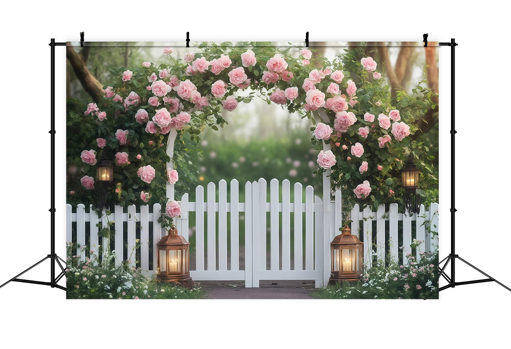 Valentine Photo Booth Backdrop Pink Rose Flower Garden Valentines Backdrop UK MRR11-113