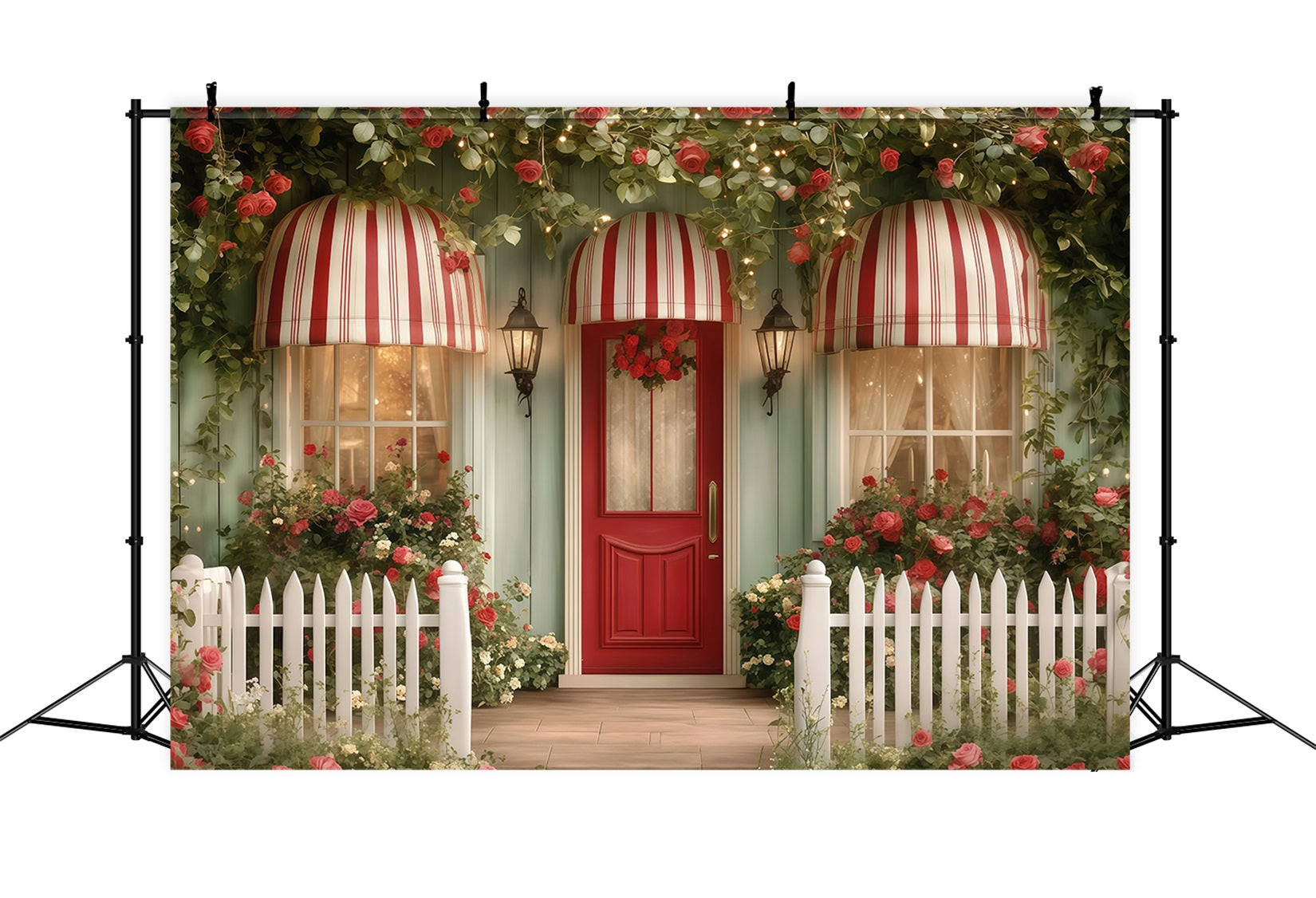Valentine Photo Backdrops Flower Garden House Valentine's Day Backdrop UK MRR11-116