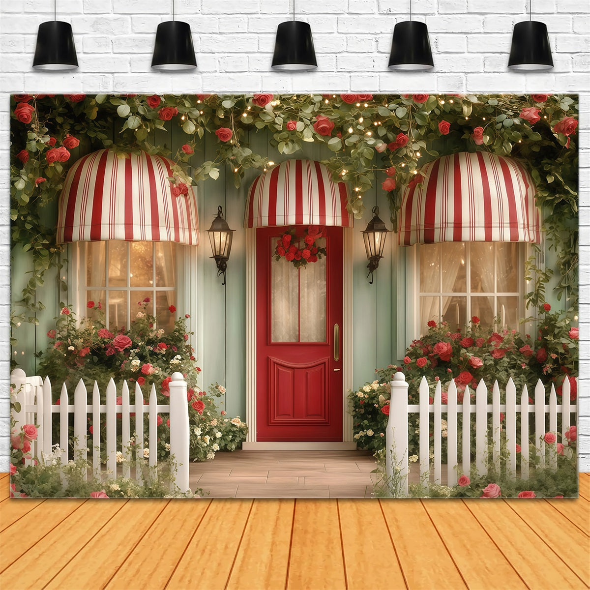 Valentine Photo Backdrops Flower Garden House Valentine's Day Backdrop UK MRR11-116