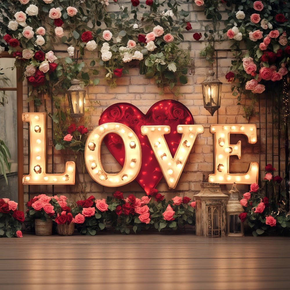 Valentine's Day Backdrop Glitter Love Light Flower Valentines Backdrop UK MRR11-119