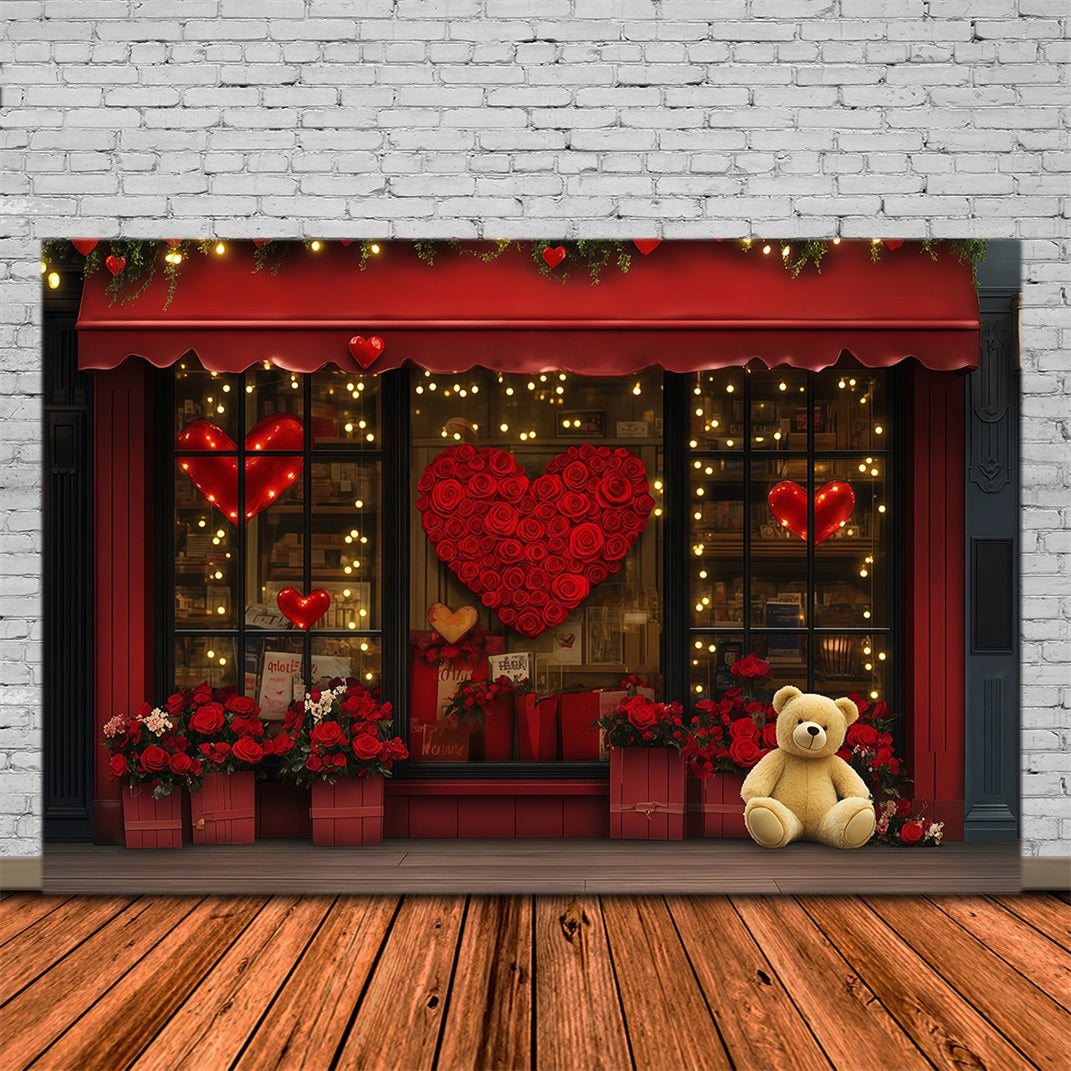 Valentines Backdrop Gift Shop Red Rose Valentine's Day Backdrops UK MRR11-120