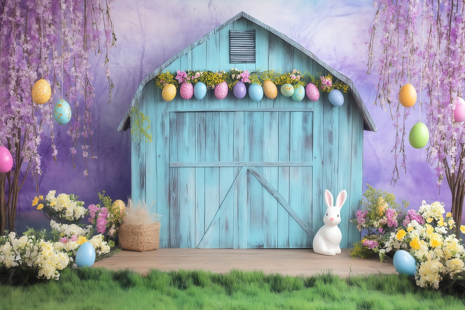 Easter Backdrop Ideas Spring Barn Blossoms Decor Bunny Backdrop UK MRR11-74
