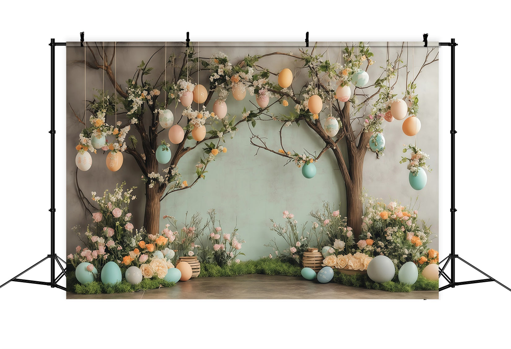 Easter Egg Hunt Backdrop Spring Blossom Egg Garden Easter Backdrop UK MRR11-77