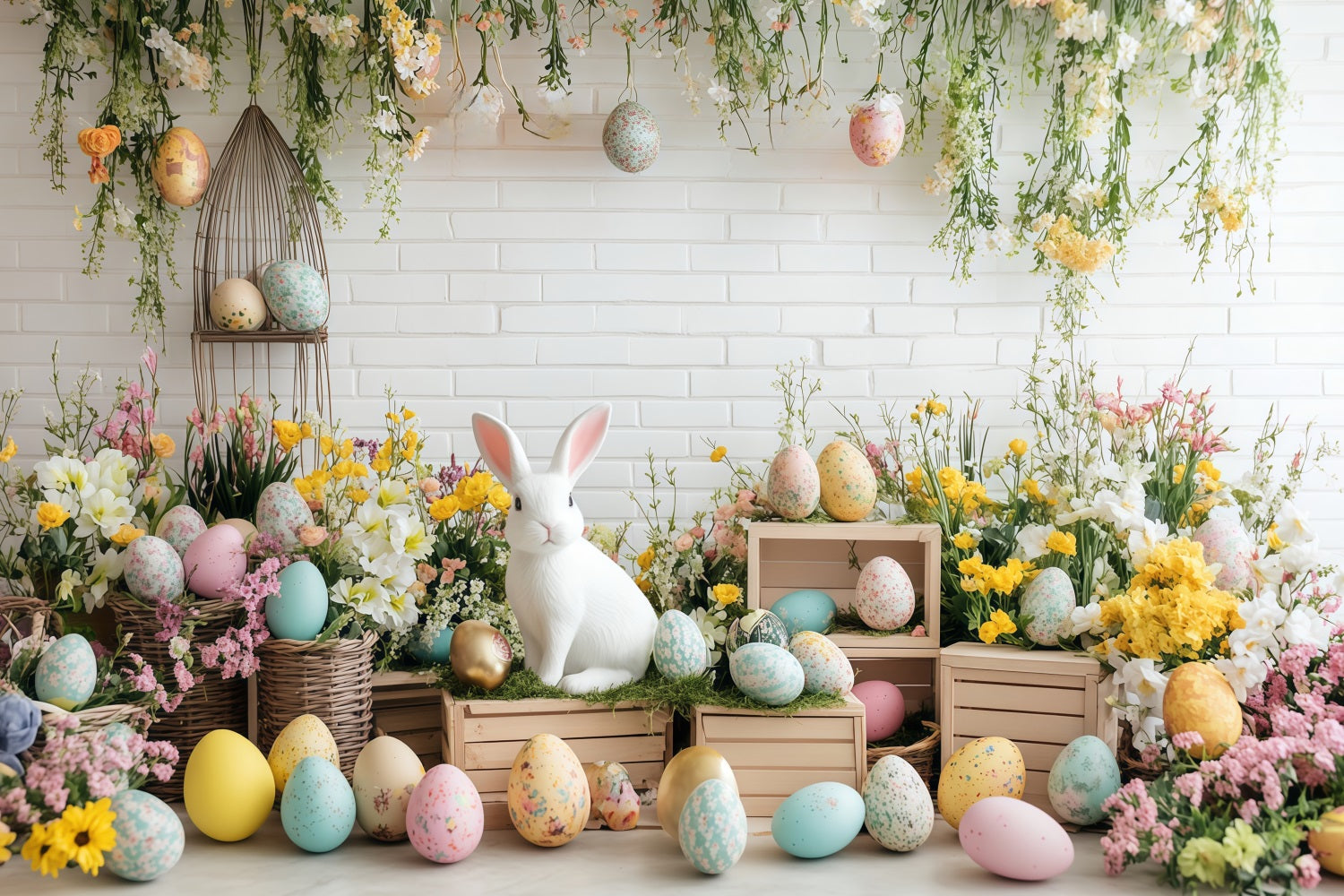Easter Photo Booth Backdrop Blooming Garden Bunny Easter Egg Backdrop UK MRR11-79