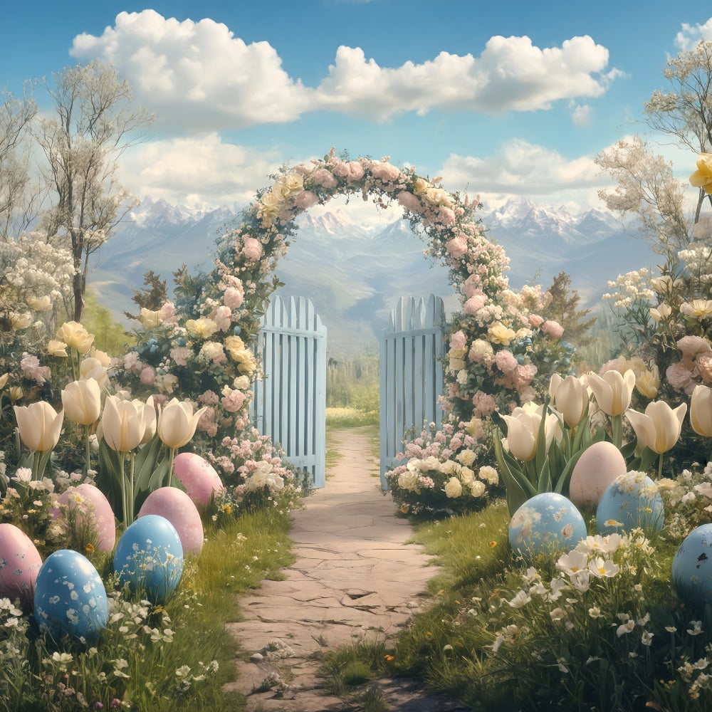 Easter Backdrop Floral Garden Bunny Display Easter Photography Backdrops UK MRR11-83