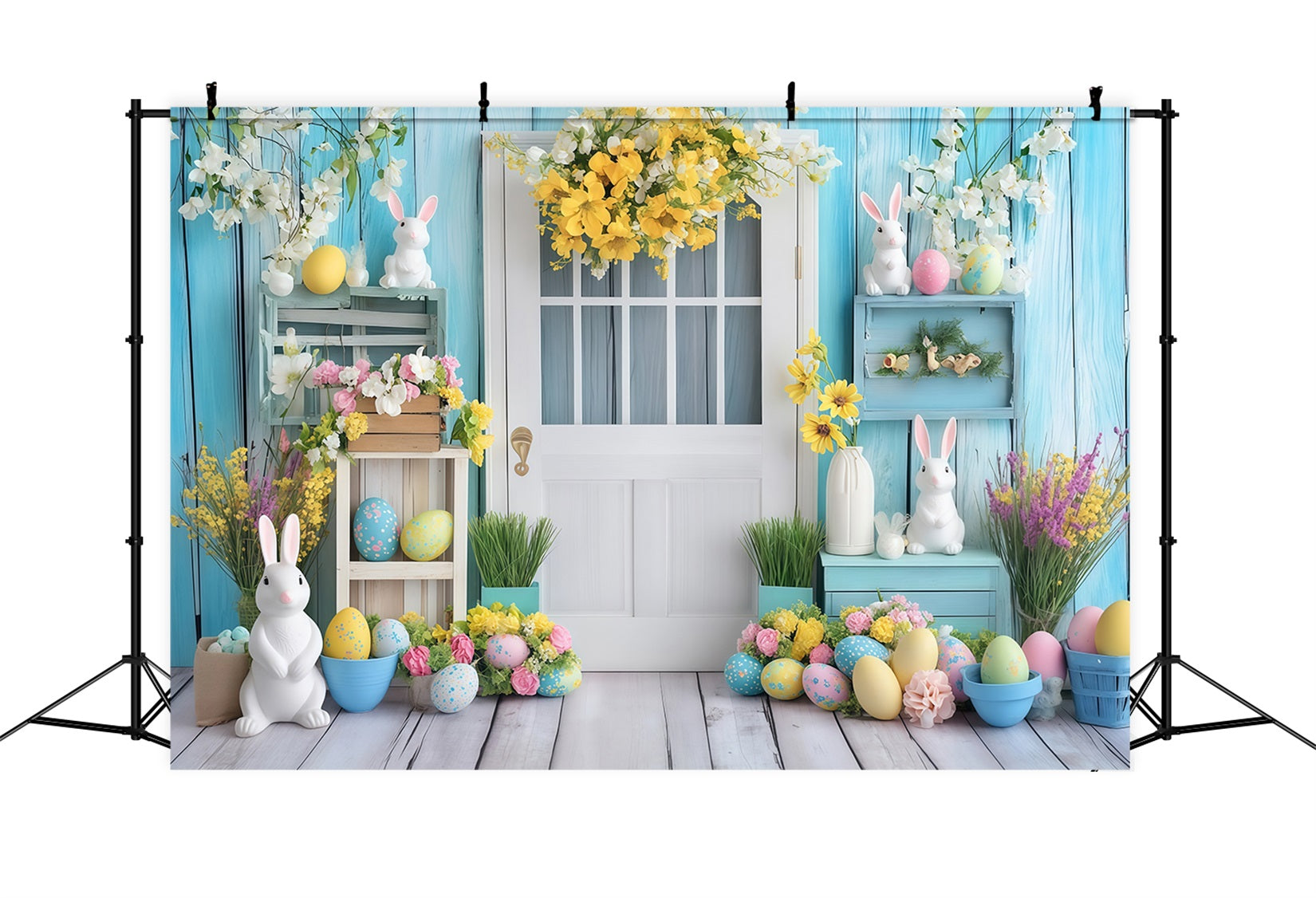Easter Photography Backdrops Vintage Door Floral Easter Egg Backdrop UK MRR11-90