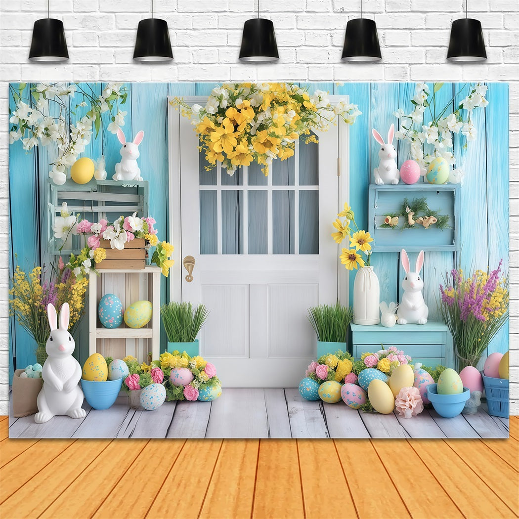 Easter Photography Backdrops Vintage Door Floral Easter Egg Backdrop UK MRR11-90
