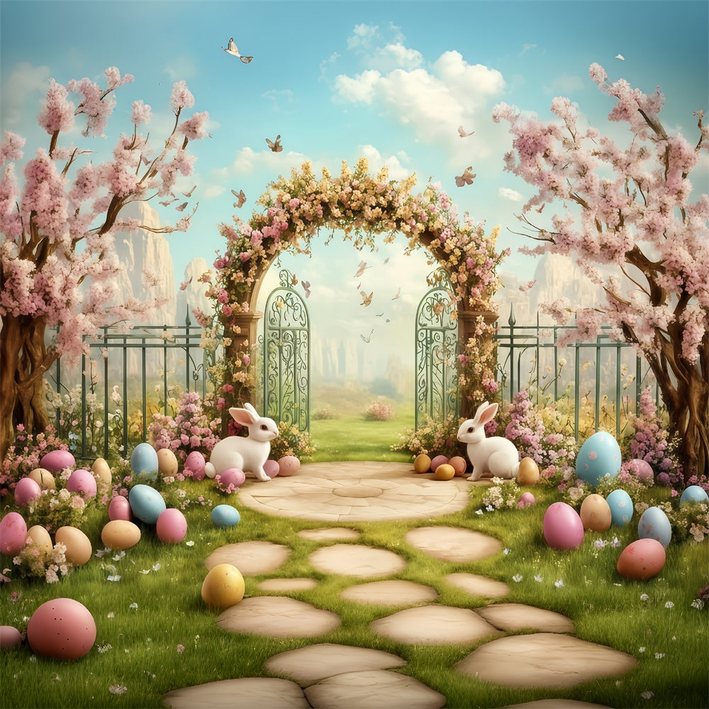 Easter Photo Backdrop Ideas Mint Floral Bunny Entry Easter Backdrop UK MRR11-93