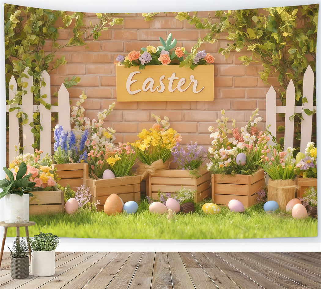 Easter Egg Backdrop Bright Spring Bunny Porch Easter Backdrop Ideas UK MRR11-94