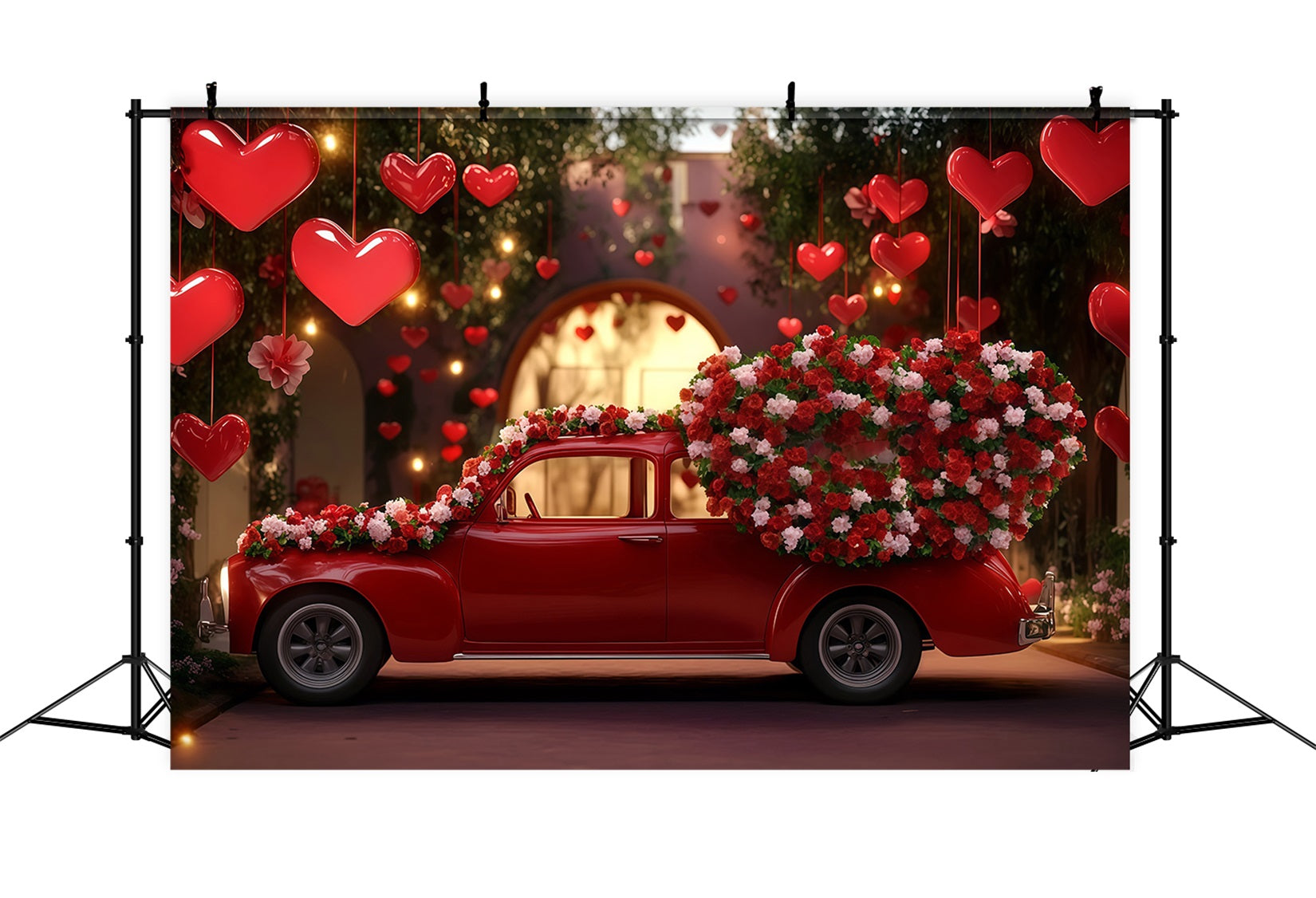 Valentines Day Backdrop Red Vintage Love Car Valentines Backdrop UK MRR11-98