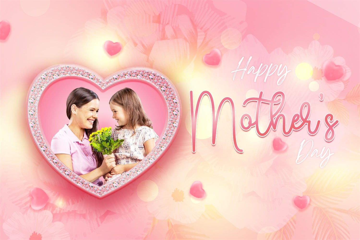 Mothers Day Backdrop Heart Frame Pink Custom Backdrop UK MRR3-103