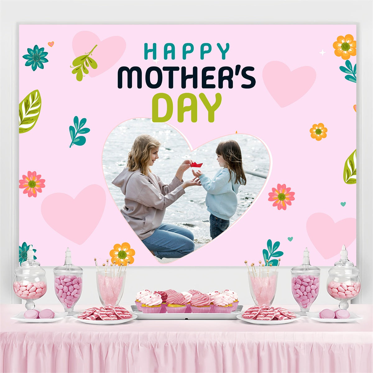 Mothers Day Backdrop Soft Pastel Floral Customized Backdrop UK MRR3-106