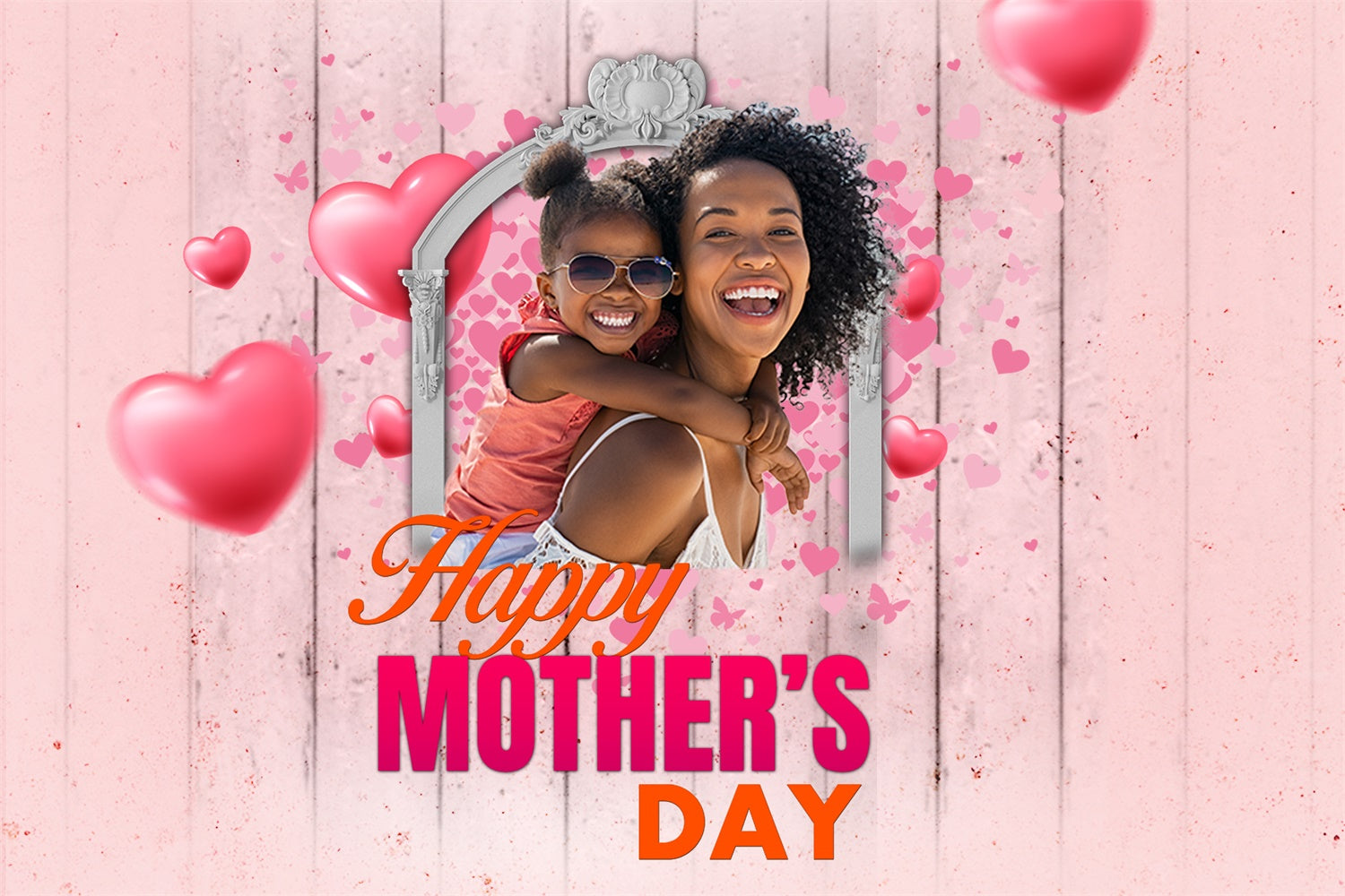 Mothers Day Photo Backdrop Pink Heartwood Personalized Backdrop UK MRR3-109