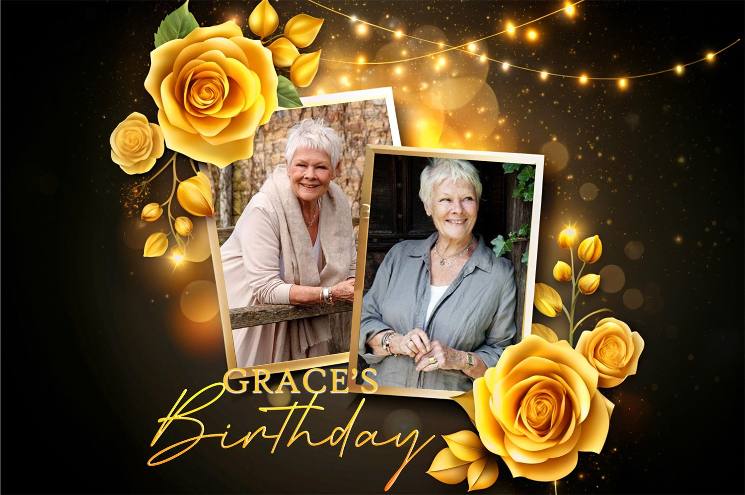 Custom Happy Birthday Backdrop Warm Light Yellow Flower Backdrop UK MRR3-160