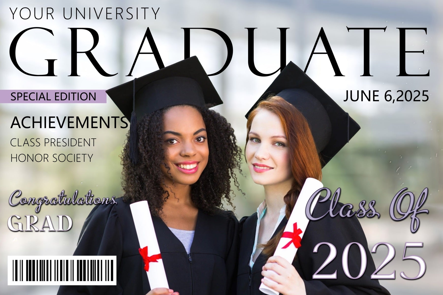 Graduation Backdrops Magazine Cover Personalised Party Graduation Backdrop UK MRR3-178