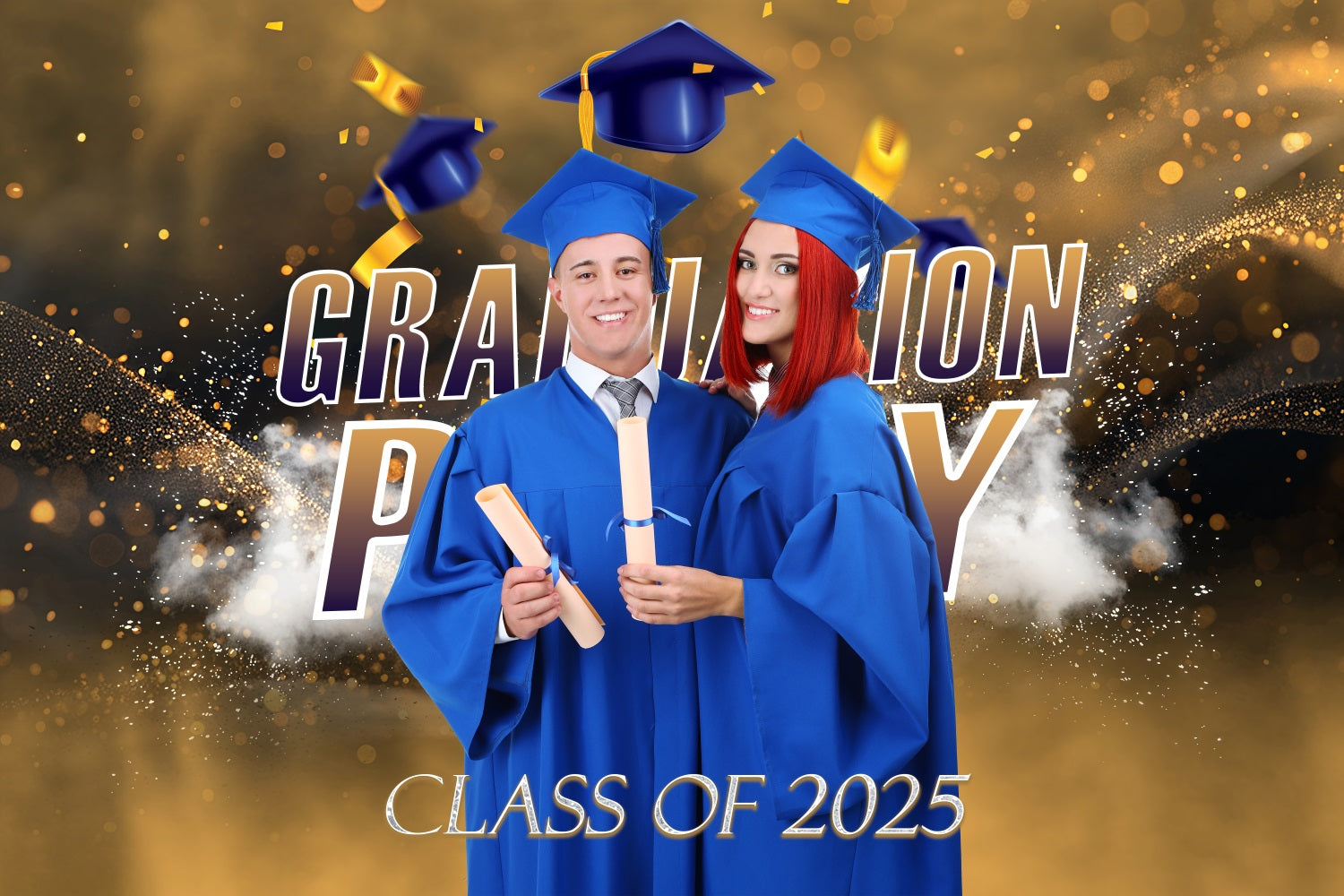 Backdrop Graduation Glitter Glow Personalised Party Graduation Backdrop UK MRR3-186