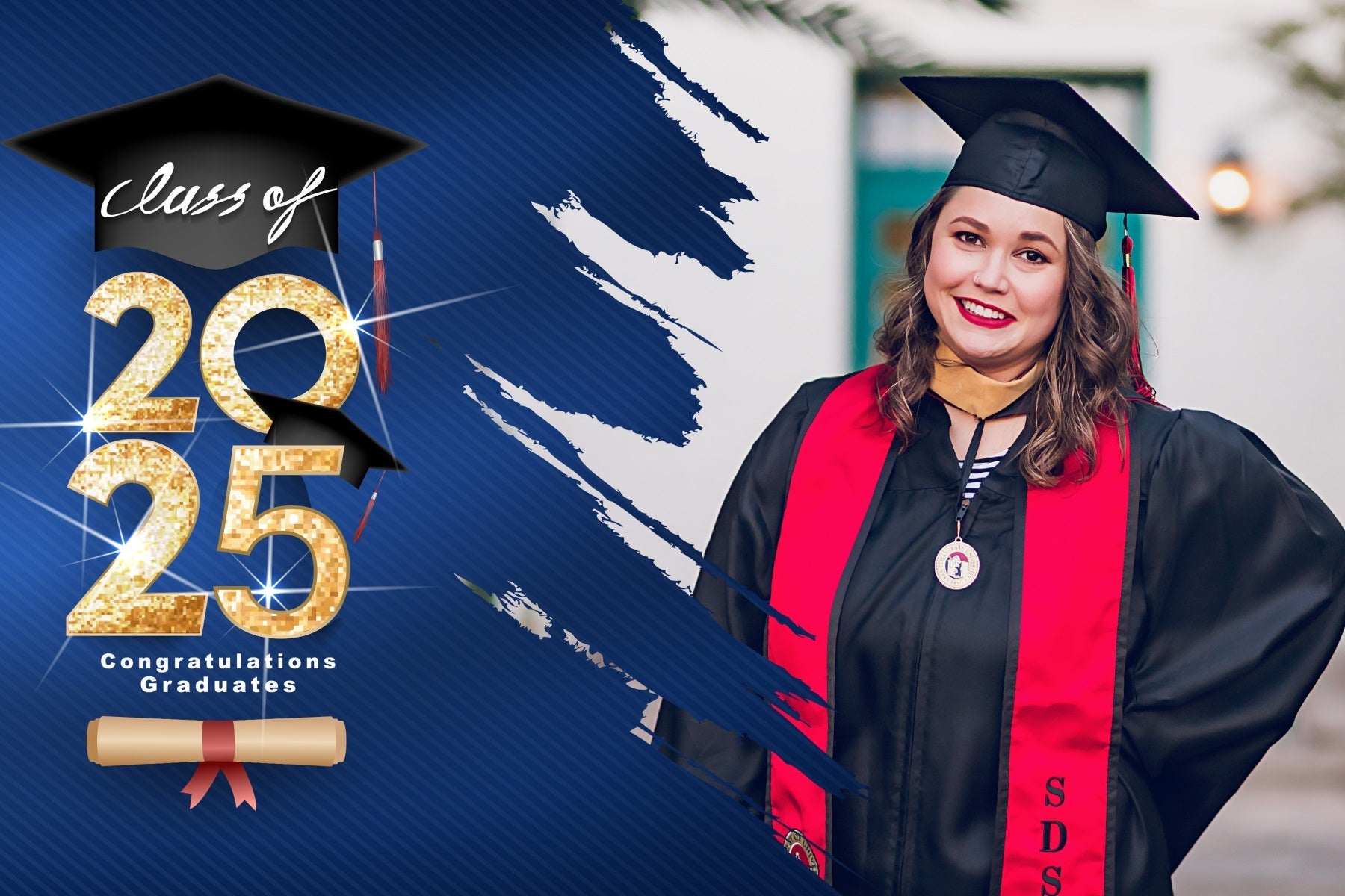 Graduation Backdrop Blue Sparkle Blue Theme Custom Party Graduation Backdrop UK MRR3-187