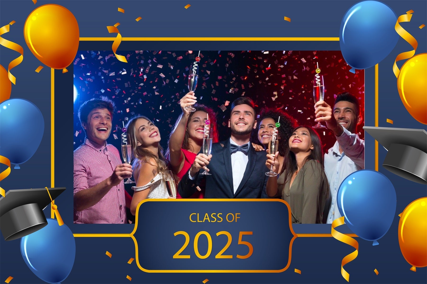 Graduation Photo Backdrop Balloon Confetti Personalized Party Graduation Backdrop UK MRR3-189