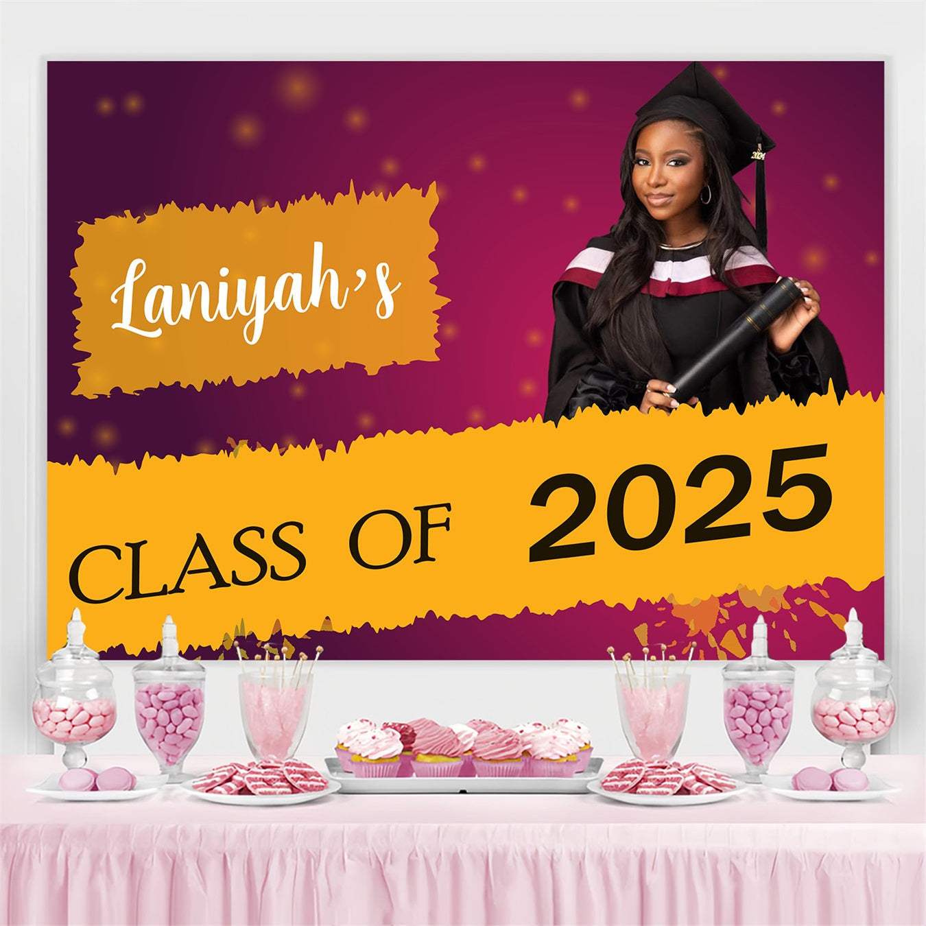 2025 Graduation Backdrop Bold Purple Customized Party Graduation Backdrop UK MRR3-190