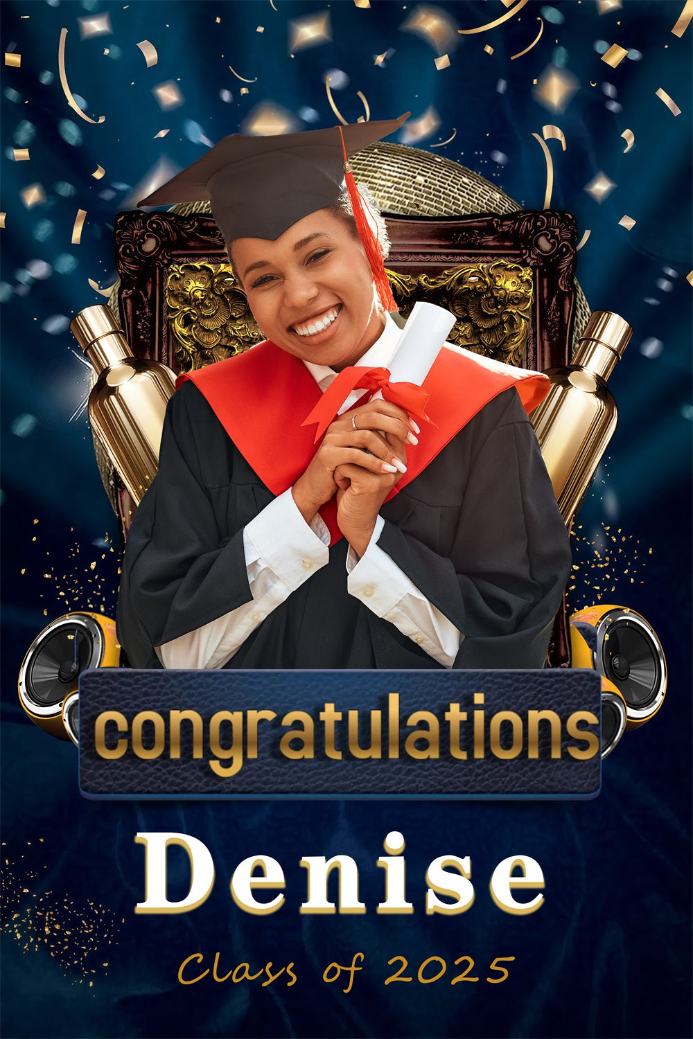 Graduation Photo Backdrop Ideas Confetti Champagne Personalised Party Graduation Backdrop UK MRR3-195