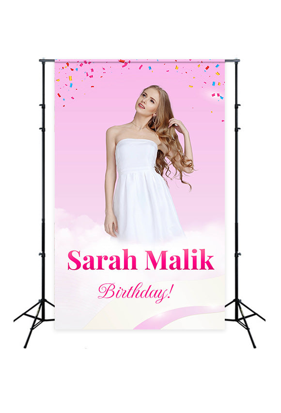 Personalized Backdrops Birthday Dreamy Pink Confetti Backdrop UK MRR3-29