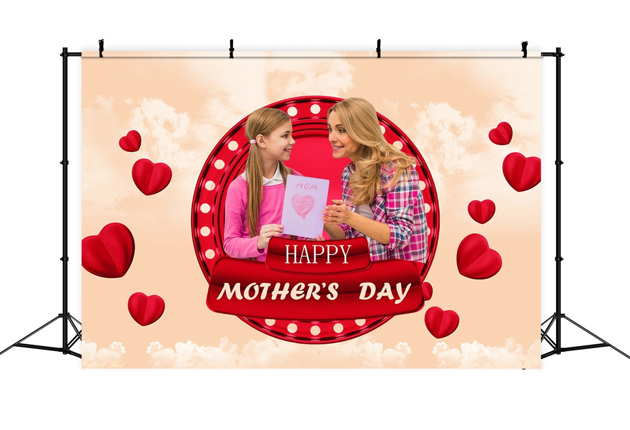 Mothers Day Backdrop Heartwarming Red Hearts Personalized Backdrop UK MRR3-33